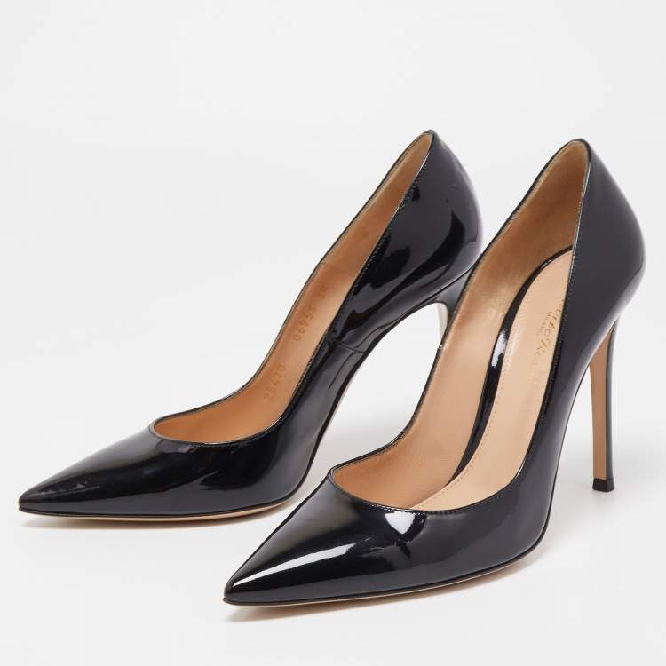 Pre Owned Gianvito Rossi Black Patent Leather Pointed Toe Pumps Size 38