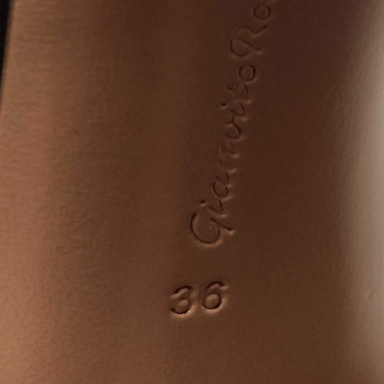 Pre Owned Gianvito Rossi Black Leather and PVC Slingback Pumps Size 36