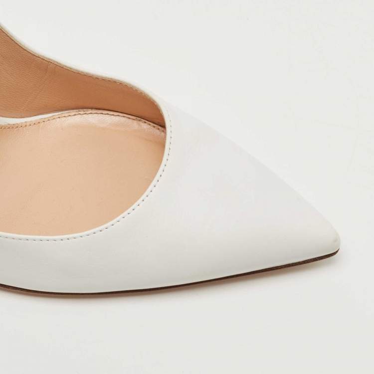 Pre Owned Gianvito Rossi White Leather Pointed Toe Pumps Size 38