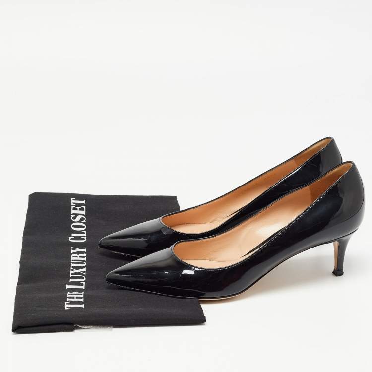 Pre Owned Gianvito Rossi Black Patent Leather Pointed Toe Pumps Size 38