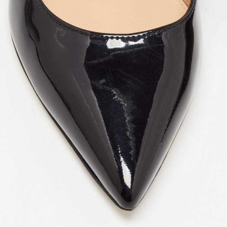 Pre Owned Gianvito Rossi Black Patent Leather Pointed Toe Pumps Size 38