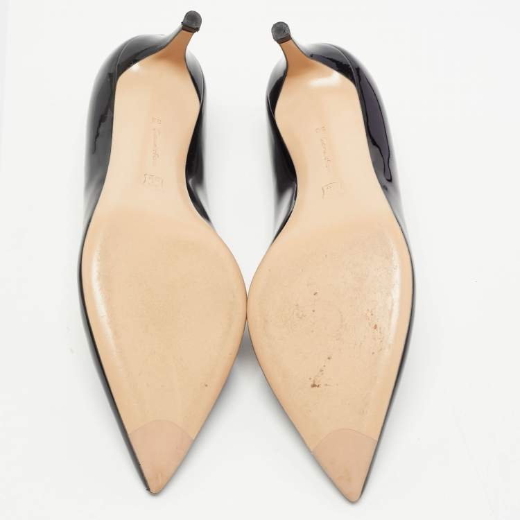 Pre Owned Gianvito Rossi Black Patent Leather Pointed Toe Pumps Size 38