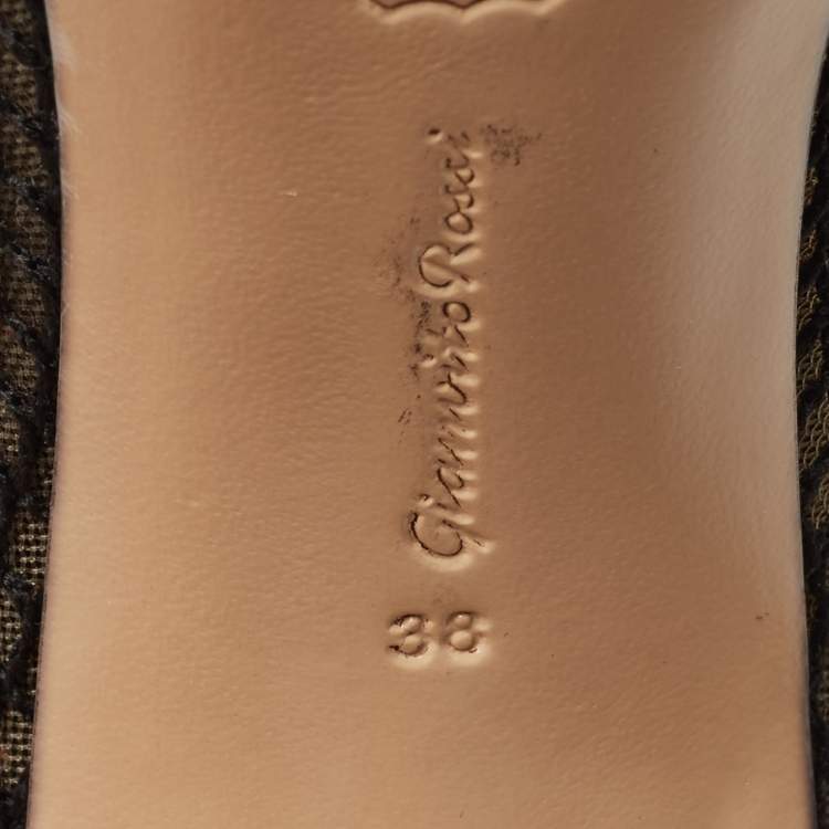 Pre Owned Gianvito Rossi Black Suede and Mesh Pointed Toe Ankle Tie Pumps Size 38