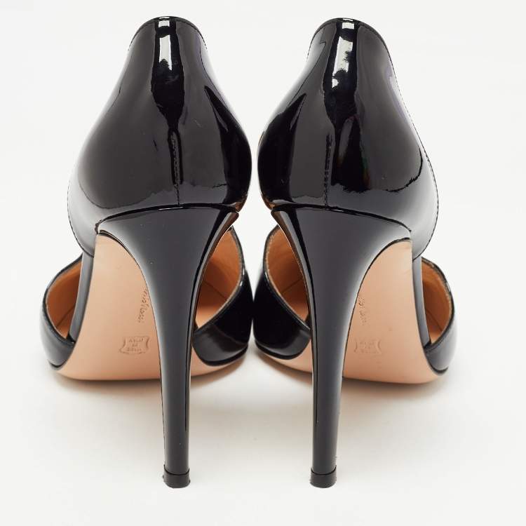 Pre Owned Gianvito Rossi Black Patent Leather Moret D'orsay Pumps Size 38