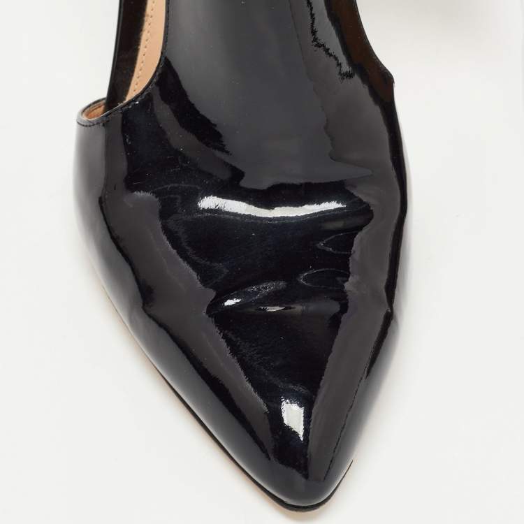 Pre Owned Gianvito Rossi Black Patent Leather Moret D'orsay Pumps Size 38
