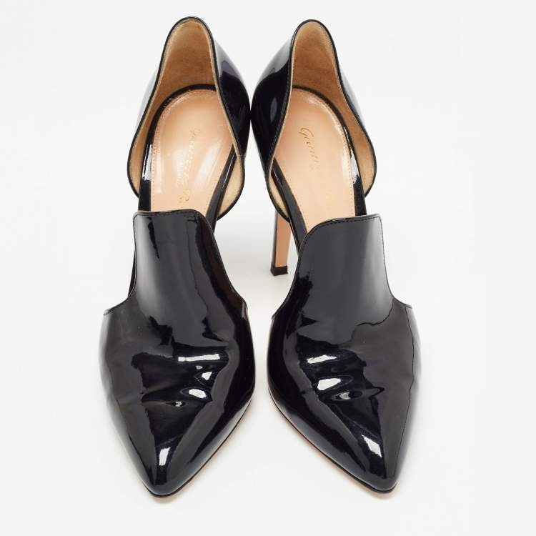 Pre Owned Gianvito Rossi Black Patent Leather Moret D'orsay Pumps Size 38