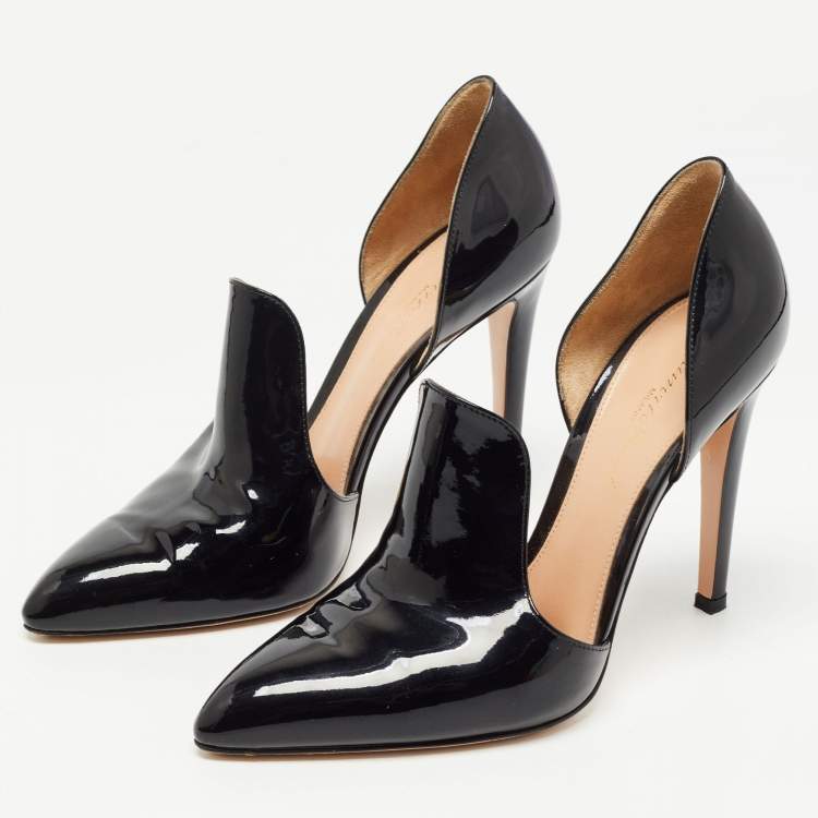 Pre Owned Gianvito Rossi Black Patent Leather Moret D'orsay Pumps Size 38
