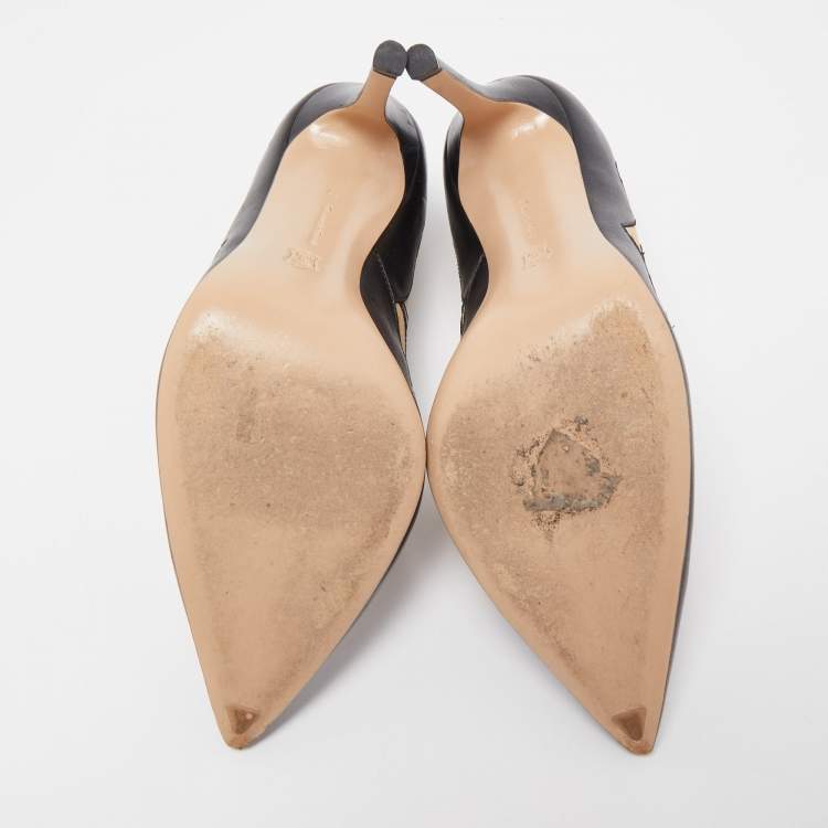 Pre Owned Gianvito Rossi Black Leather and Suede Pointed Toe Pumps Size 38