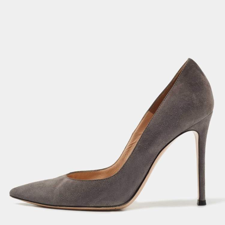 Pre Owned Gianvito Rossi Grey Suede  Gianvito 105 Pointed Toe Pumps Size 37
