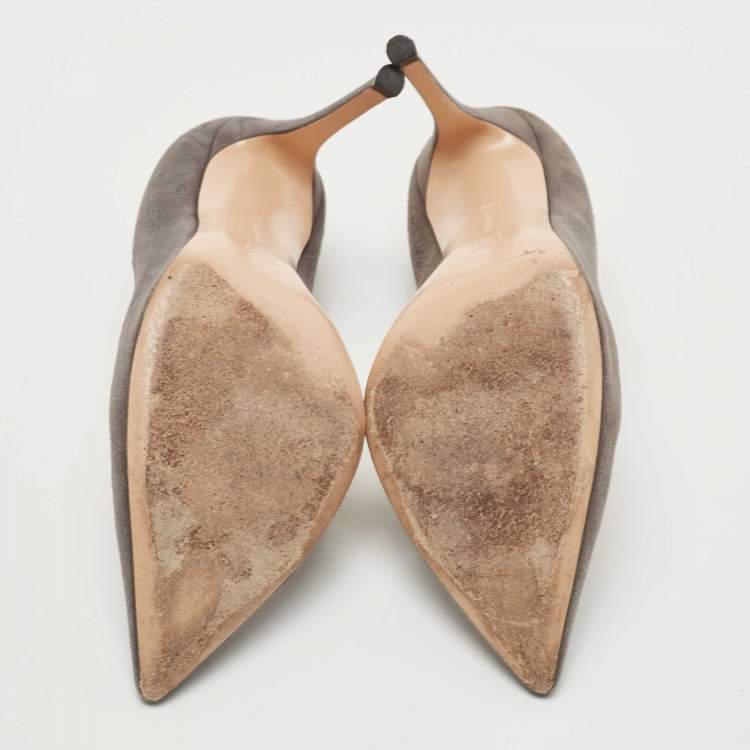 Pre Owned Gianvito Rossi Grey Suede  Gianvito 105 Pointed Toe Pumps Size 37