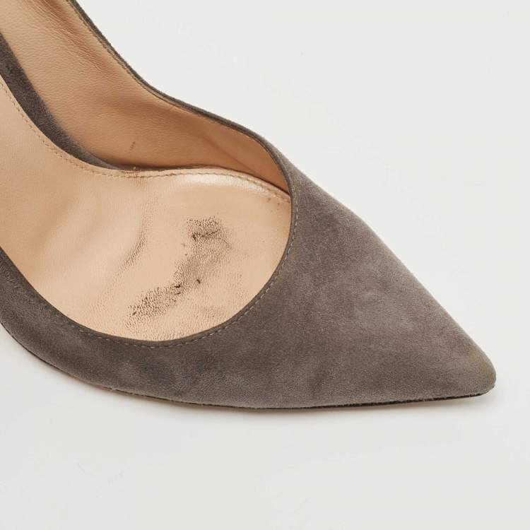 Pre Owned Gianvito Rossi Grey Suede  Gianvito 105 Pointed Toe Pumps Size 37