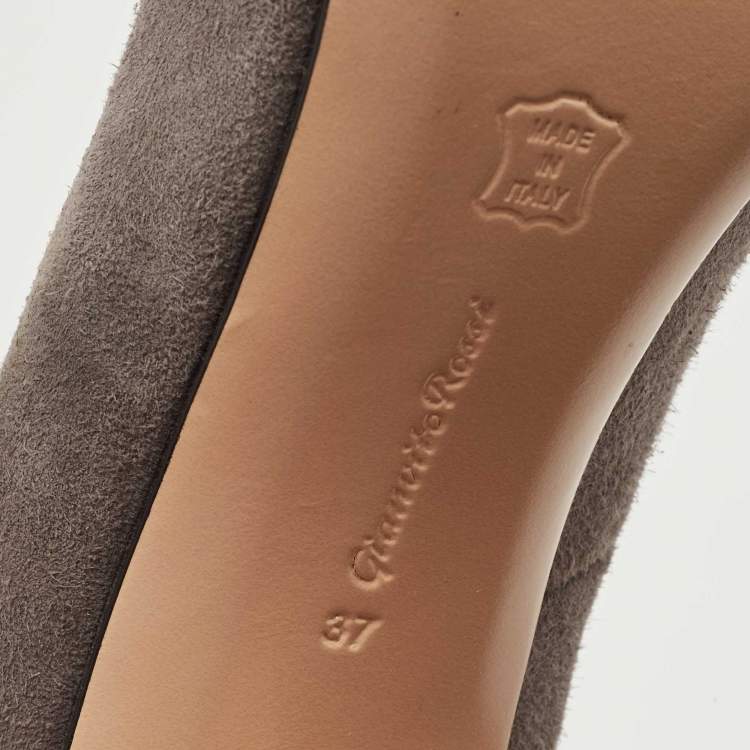 Pre Owned Gianvito Rossi Grey Suede  Gianvito 105 Pointed Toe Pumps Size 37