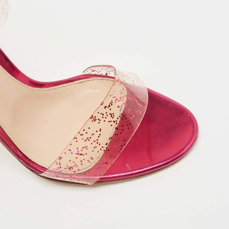 Pre Owned Gianvito Rossi Purple PVC and Leather Ankle Strap  Sandals Size 40