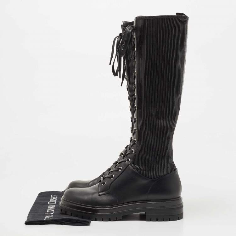 Pre Owned Gianvito Rossi Black Leather Martis Lace Up Boots Size 39.5 