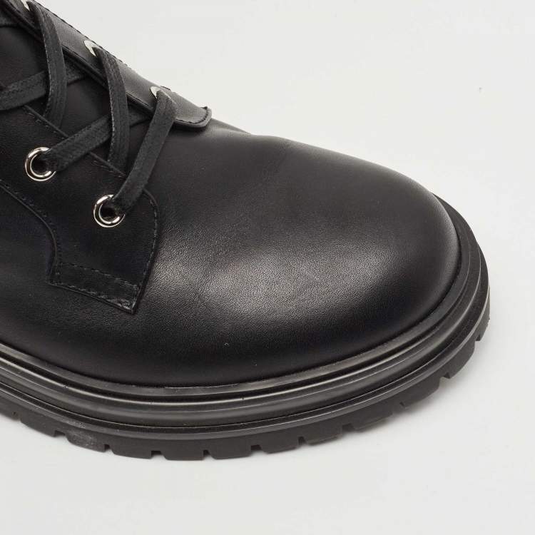 Pre Owned Gianvito Rossi Black Leather Martis Lace Up Boots Size 39.5 