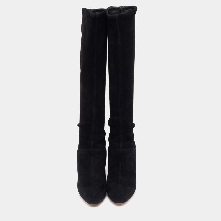 Pre Owned Gianvito Rossi Black Suede Knee Length Boots Size 37.5