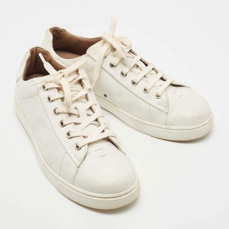 Pre Owned Gianvito Rossi White Leather Low Top Sneakers Size 38.5