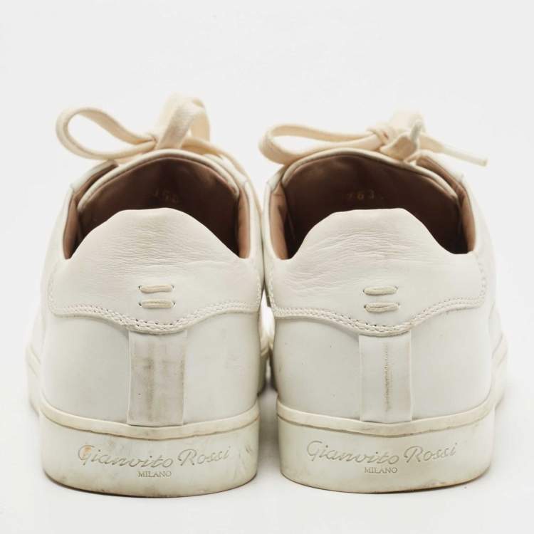 Pre Owned Gianvito Rossi White Leather Low Top Sneakers Size 38.5
