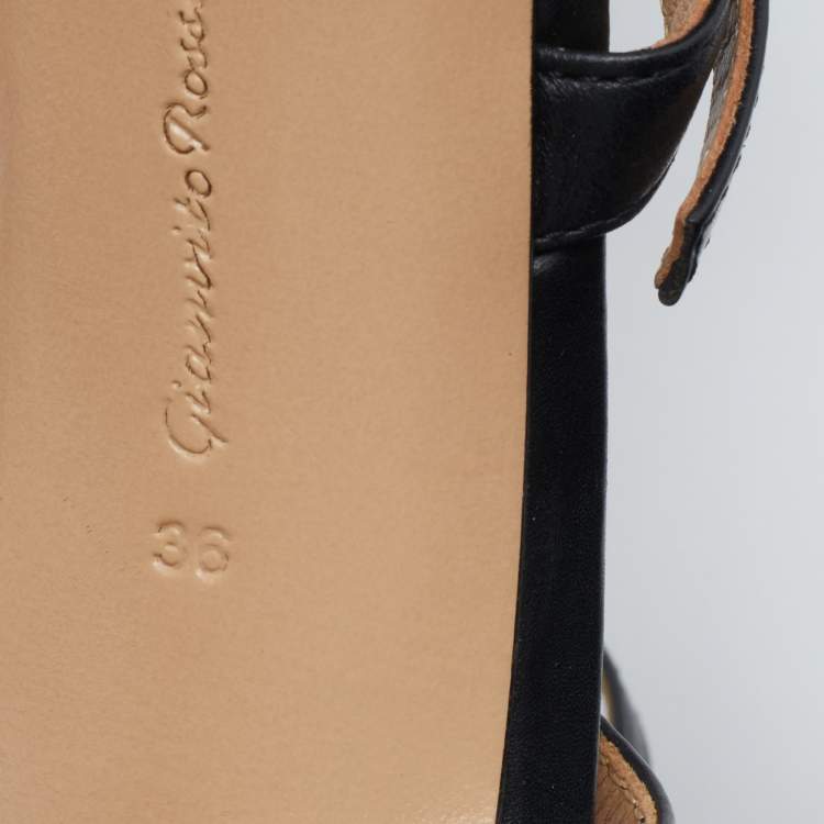 Pre Owned Gianvito Rossi Black Leather Crisscross Pointed Toe Ankle Strap Pumps 36