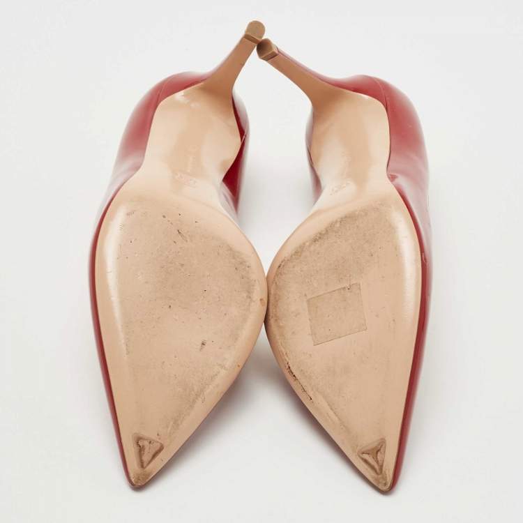 Pre Owned Gianvito Rossi Red Patent Leather Gianvito 85 Pointed Toe Pumps Size 38.5