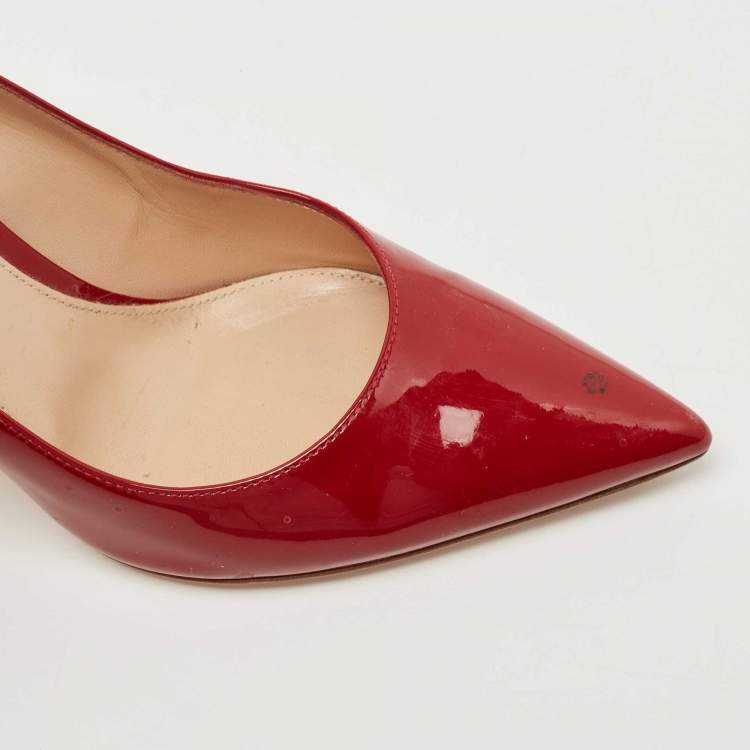 Pre Owned Gianvito Rossi Red Patent Leather Gianvito 85 Pointed Toe Pumps Size 38.5