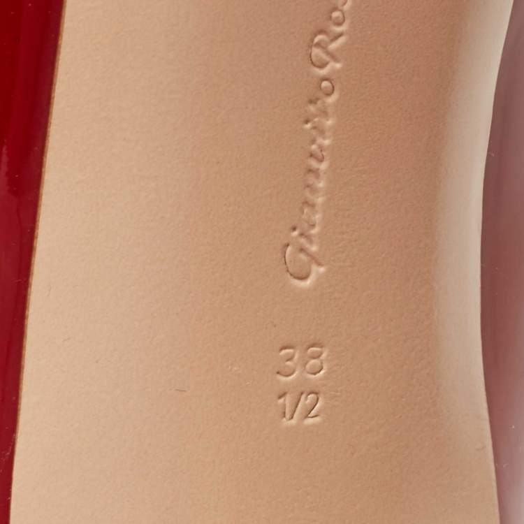 Pre Owned Gianvito Rossi Red Patent Leather Gianvito 85 Pointed Toe Pumps Size 38.5