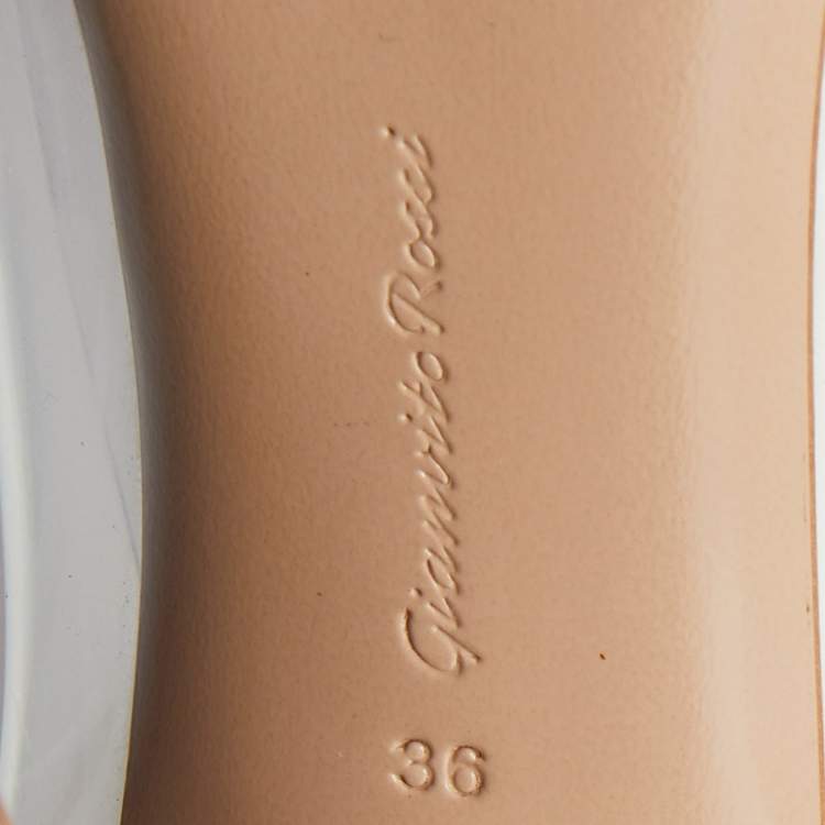 Pre Owned Gianvito Rossi White Patent Leather and  PVC Plexi Pumps Size 36