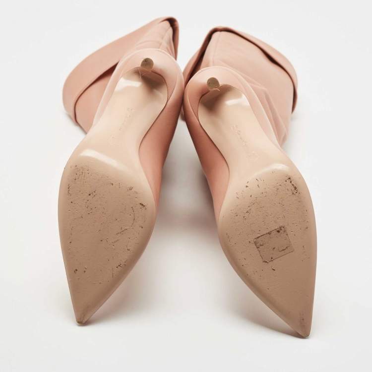 Pre Owned Gianvito Rossi Blush Pink Leather Knee Length Pointed Toe Boots Size 39