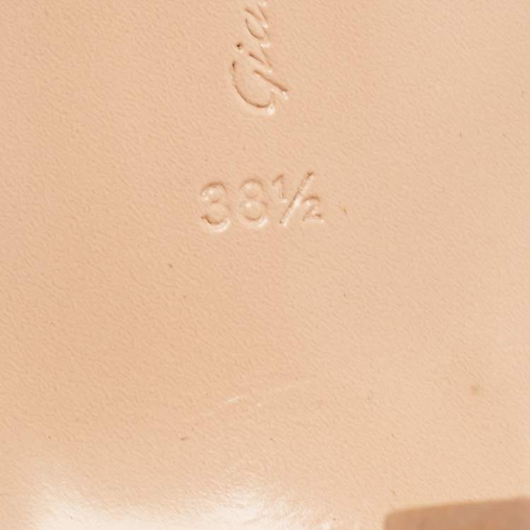 Pre Owned Gianvito Rossi Beige/Green Patent Leather Fanny Mules Size 38.5
