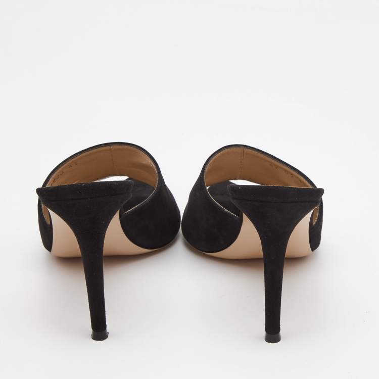 Pre Owned Gianvito Rossi Black Suede Alisia Slide Sandals Size 41