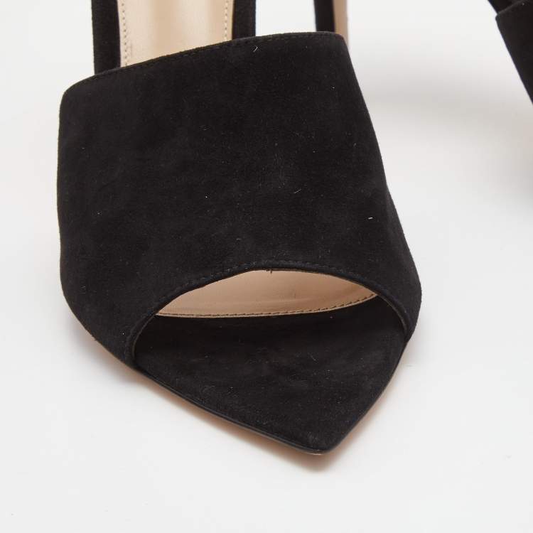 Pre Owned Gianvito Rossi Black Suede Alisia Slide Sandals Size 41