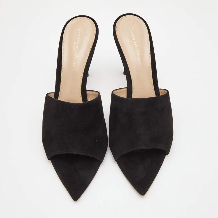 Pre Owned Gianvito Rossi Black Suede Alisia Slide Sandals Size 41