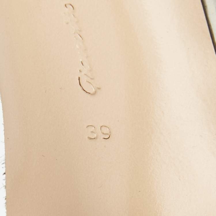 Pre Owned Gianvito Rossi Green/Transparent Suede and PVC Ankle Strap Pointed Toe Pumps Size 39