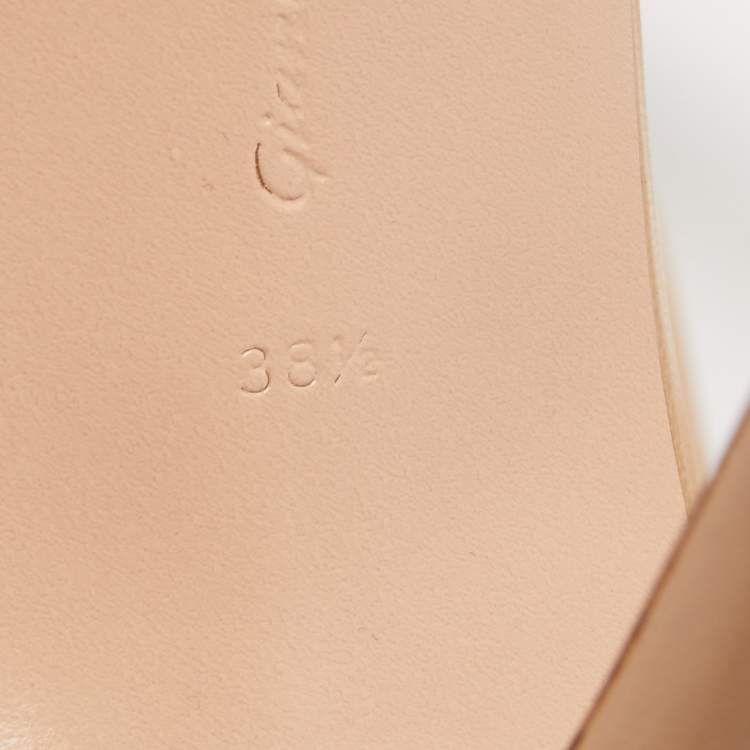 Pre Owned Gianvito Rossi Beige Leather Opera Twirl Ankle Wrap Sandals Size 38.5