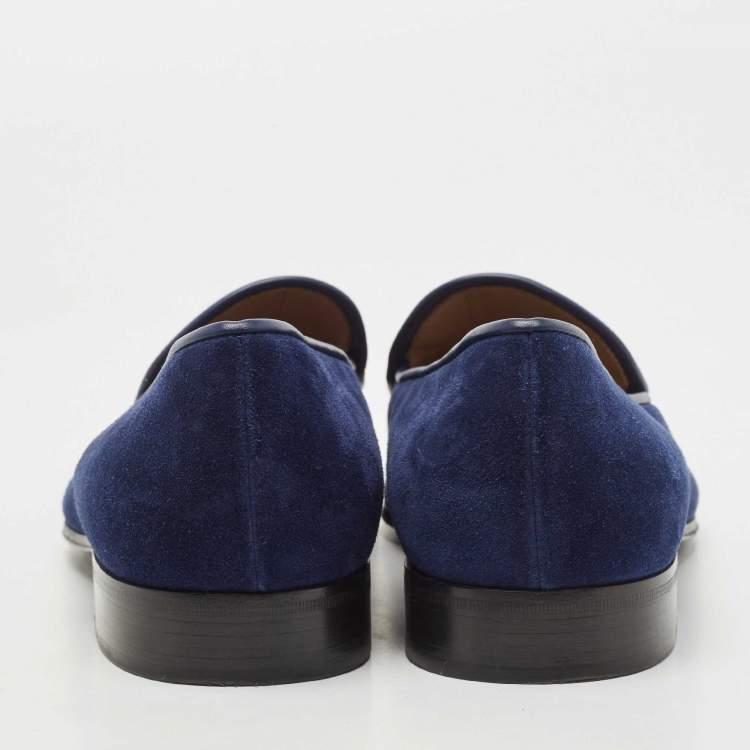 مملوكة مسبقًا Gianvito Rossi Blue Suede Tassel Slip On Loafers Size 42.5