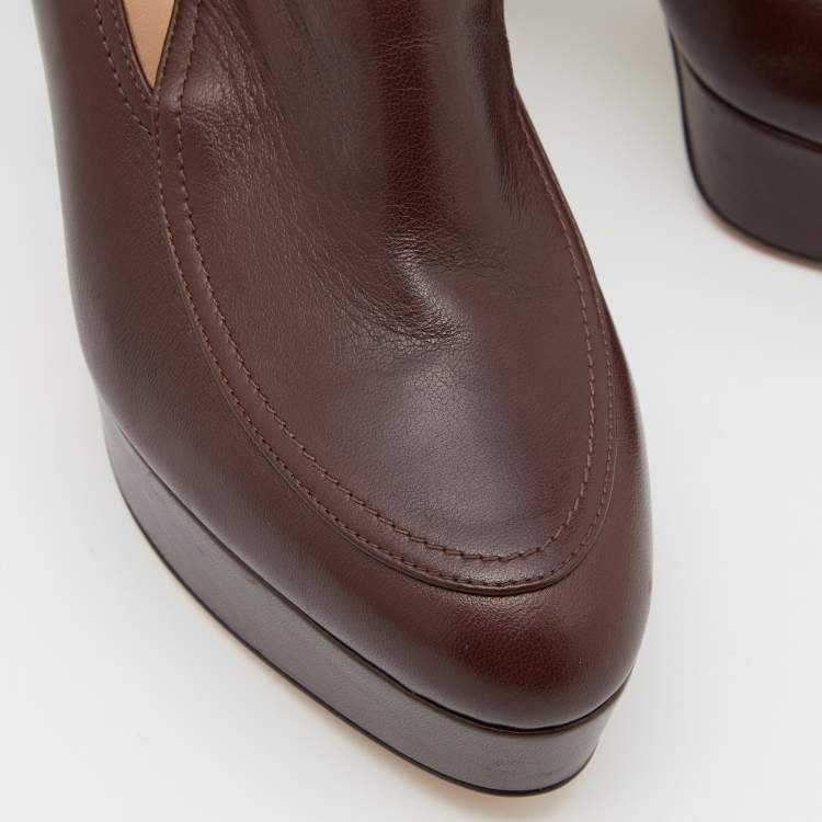 Pre Owned Gianvito Rossi Brown Leather Loafer Pumps Size 38.5