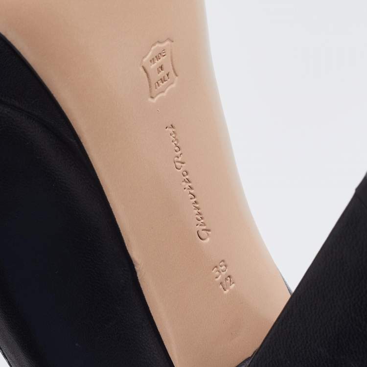 مملوكة مسبقًا Gianvito Rossi Black Leather Block Heel Loafer Pumps Size 38.5