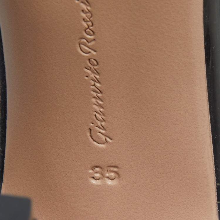 Pre Owned Gianvito Rossi Black/Silver PVC, Suede and Patent Leather Plexi Pumps Size 35