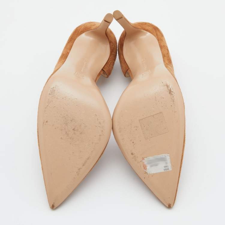 Pre Owned Gianvito Rossi Tan Suede Pointed Toe D'orsay Pumps Size 38