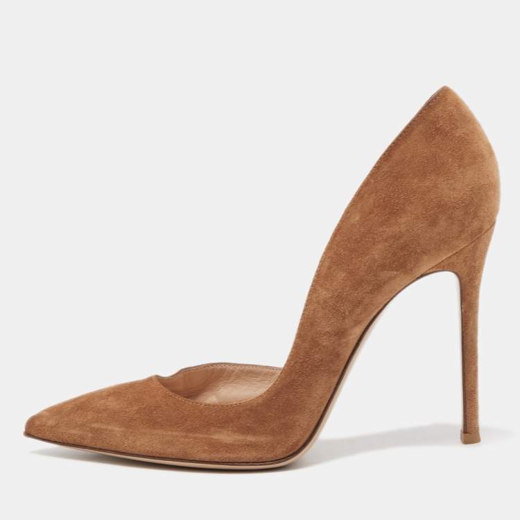 Pre Owned Gianvito Rossi Tan Suede D'orsay Pump Size 39.5