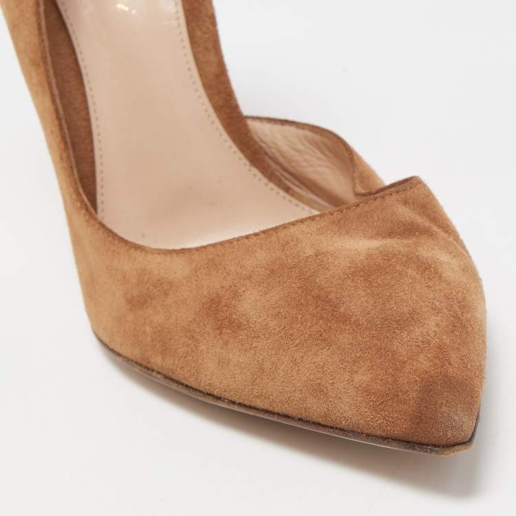 Pre Owned Gianvito Rossi Tan Suede D'orsay Pump Size 39.5