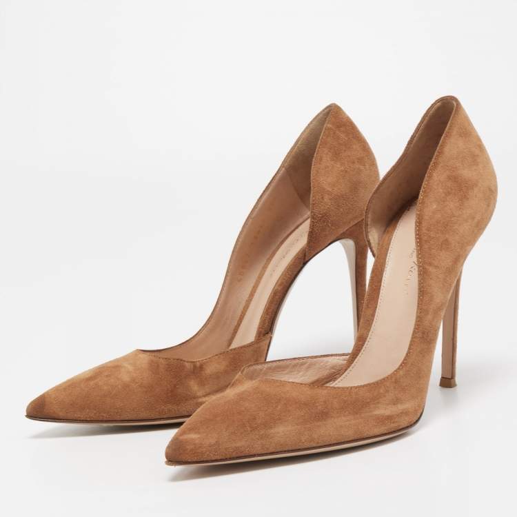 Pre Owned Gianvito Rossi Tan Suede D'orsay Pump Size 39.5