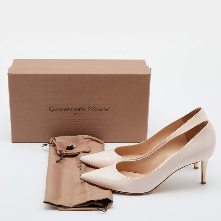 Pre Owned Gianvito Rossi Light Pink Patent Leather Pointed Toe Pumps Size 39.5 