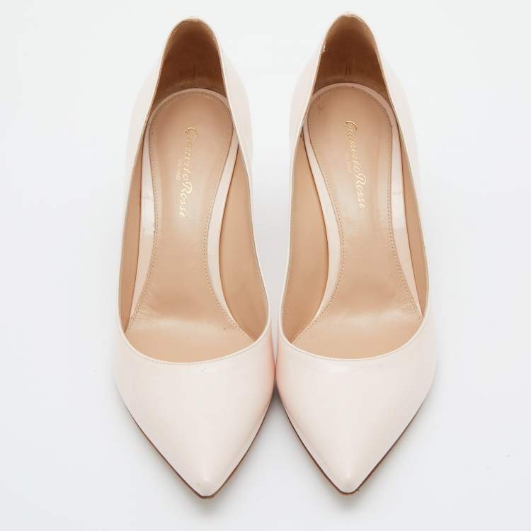 Pre Owned Gianvito Rossi Light Pink Patent Leather Pointed Toe Pumps Size 39.5 