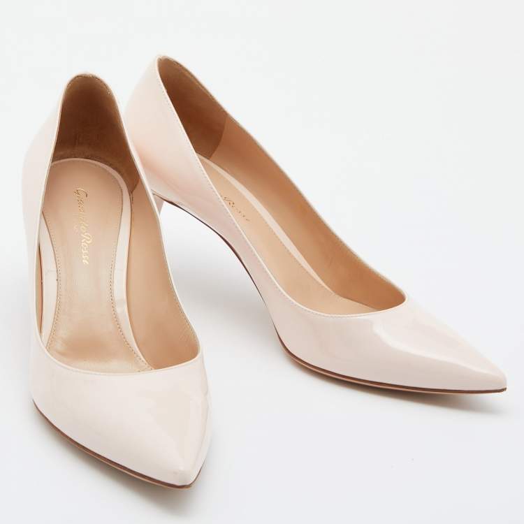 Pre Owned Gianvito Rossi Light Pink Patent Leather Pointed Toe Pumps Size 39.5 
