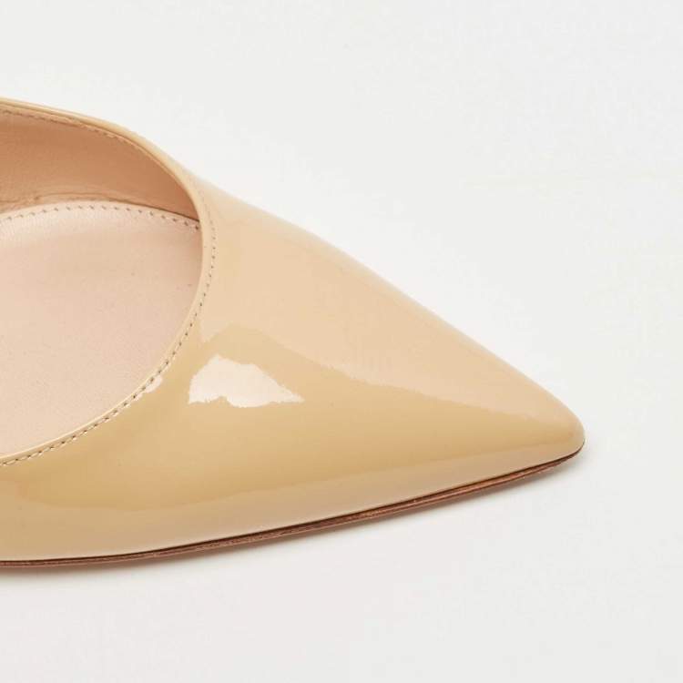 Pre Owned Gianvito Rossi Beige Patent Leather Pointed Toe Pumps Size 38