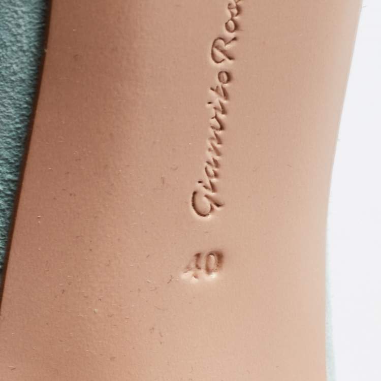 Pre Owned Gianvito Rossi Blue Suede Gianvito 105 Pumps Size 40