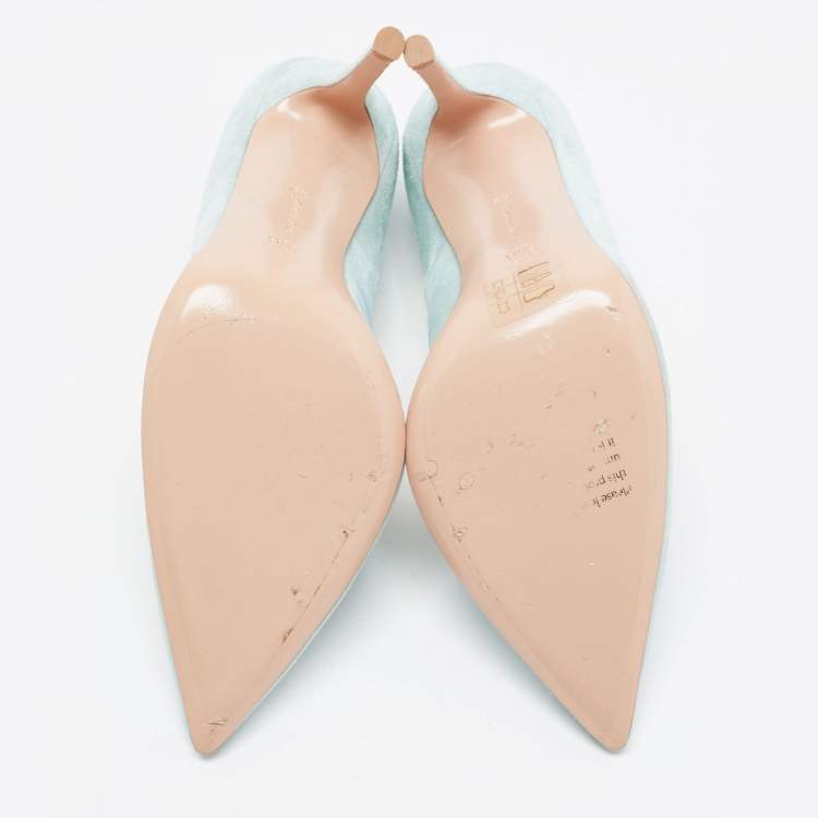 Pre Owned Gianvito Rossi Blue Suede Gianvito 105 Pumps Size 40