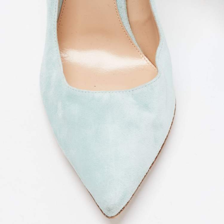 Pre Owned Gianvito Rossi Blue Suede Gianvito 105 Pumps Size 40