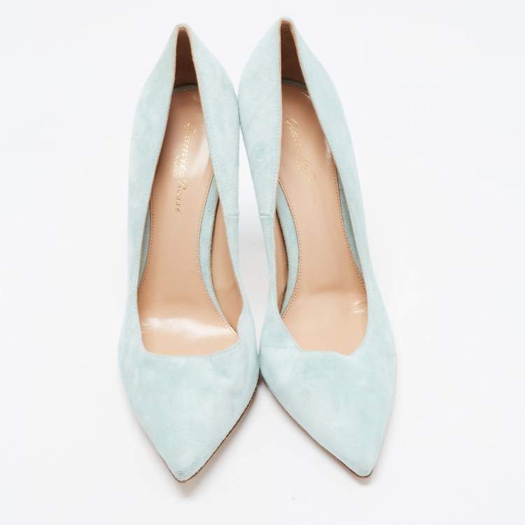 Pre Owned Gianvito Rossi Blue Suede Gianvito 105 Pumps Size 40